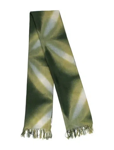 Pre-owned Saks Fifth Avenue Silk Printed Scarf In Green
