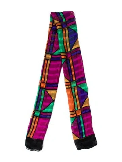 Pre-owned Saks Fifth Avenue Silk Printed Scarf In Purple
