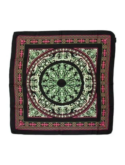 Pre-owned Saks Fifth Avenue Silk Printed Scarf W/ Tags In Black