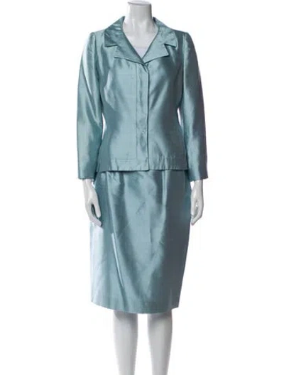 Pre-owned Saks Fifth Avenue Silk Skirt Set In Blue