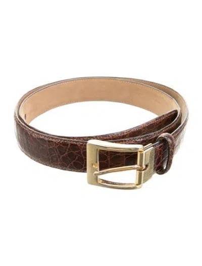 Pre-owned Saks Fifth Avenue Skinny Crocodile Belt In Brown