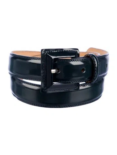 Pre-owned Saks Fifth Avenue Skinny Leather Waist Belt In Black