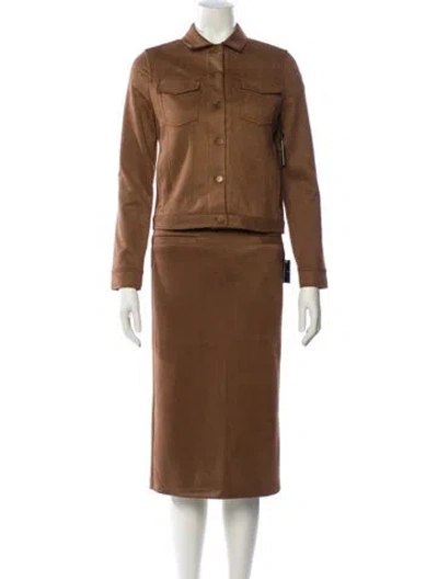 Pre-owned Saks Fifth Avenue Skirt Set W/ Tags In Brown