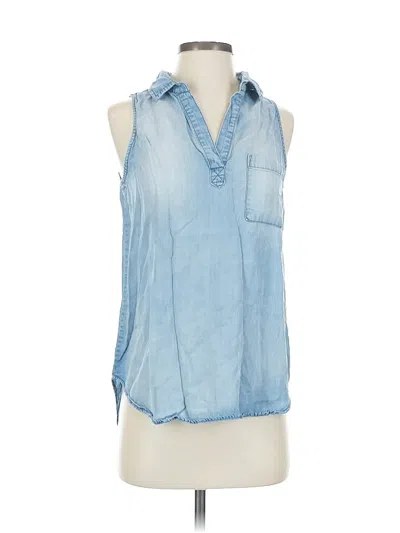 Pre-owned Saks Fifth Avenue Sleeveless Button Down Shirt In Blue