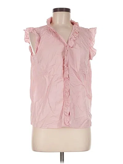 Pre-owned Saks Fifth Avenue Sleeveless Button Down Shirt In Pink