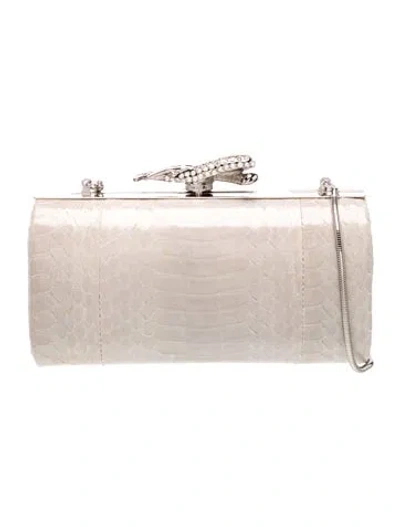 Pre-owned Saks Fifth Avenue Snakeskin Clutch In Neutrals