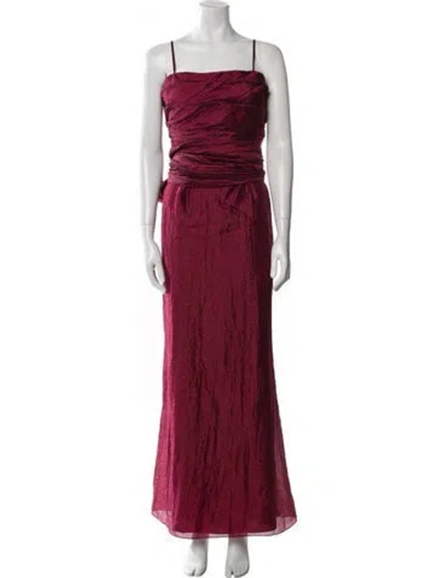 Pre-owned Saks Fifth Avenue Square Neckline Long Dress In Burgundy