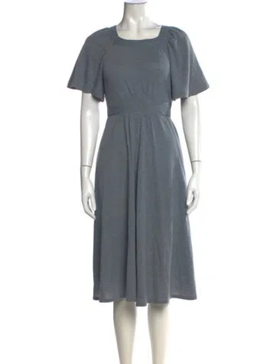 Pre-owned Saks Fifth Avenue Square Neckline Midi Length Dress In Blue