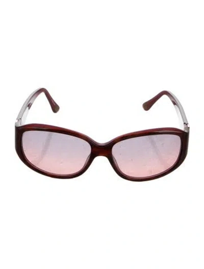 Pre-owned Saks Fifth Avenue Square Tinted Sunglasses In Burgundy