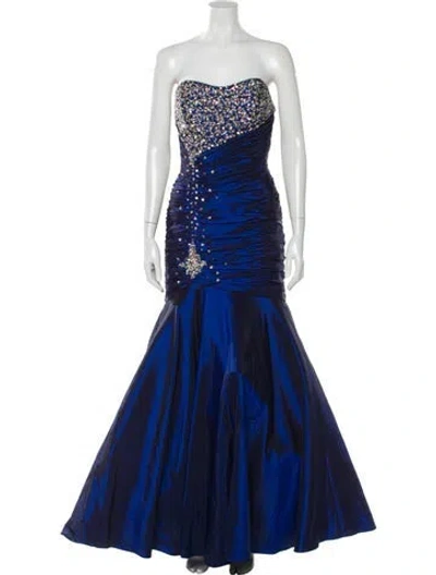 Pre-owned Saks Fifth Avenue Strapless Long Dress In Blue