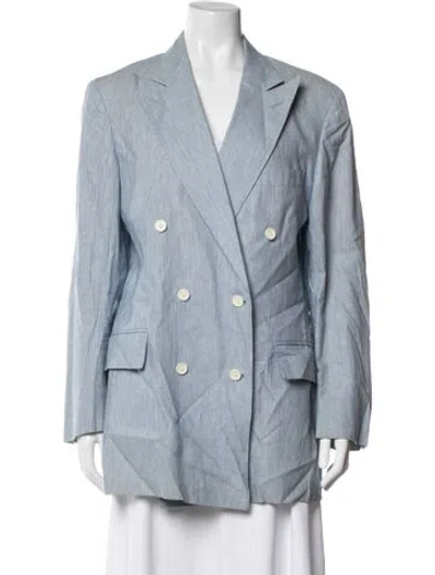Pre-owned Saks Fifth Avenue Striped Blazer In Blue/white