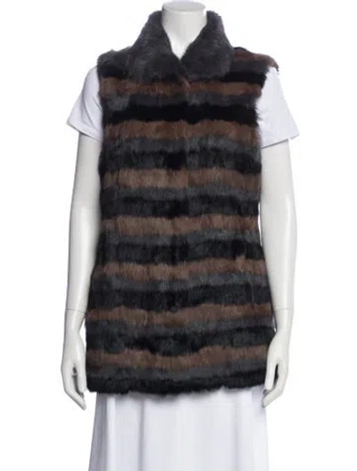 Pre-owned Saks Fifth Avenue Striped Fur Jacket In Multi