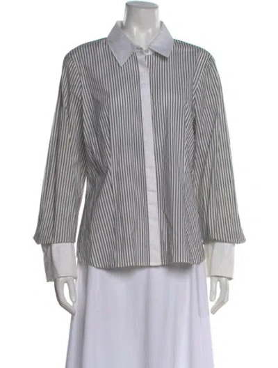 Pre-owned Saks Fifth Avenue Striped Long Sleeve Blouse In Multi