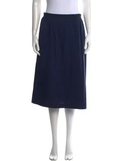 Pre-owned Saks Fifth Avenue Striped Midi Length Skirt In Black