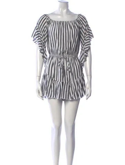 Pre-owned Saks Fifth Avenue Striped Off-the-shoulder Romper In Multicolor
