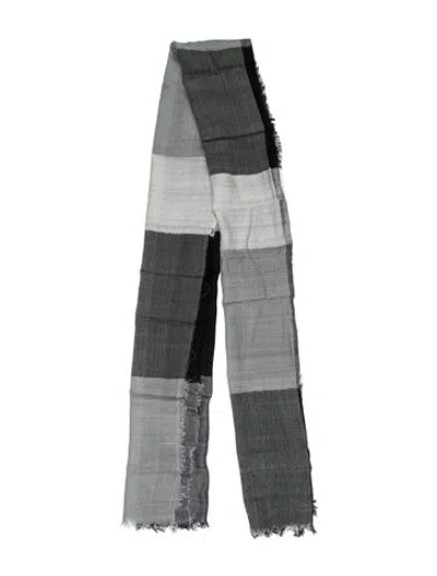 Pre-owned Saks Fifth Avenue Striped Scarf In Gray