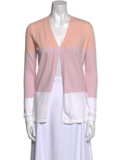 Pre-owned Saks Fifth Avenue Striped V-neck Sweater In Multi