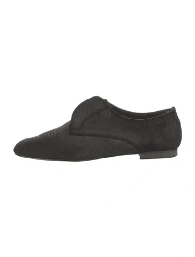 Pre-owned Saks Fifth Avenue Suede Animal Print Oxfords In Black