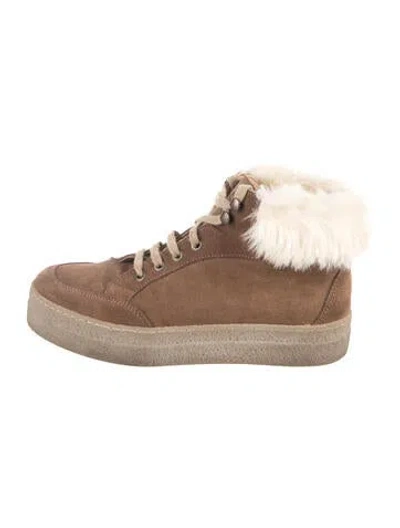 Pre-owned Saks Fifth Avenue Suede Boots In Gold