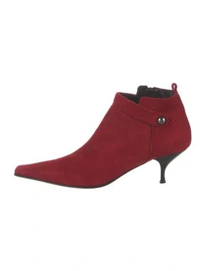 Pre-owned Saks Fifth Avenue Suede Boots In Red