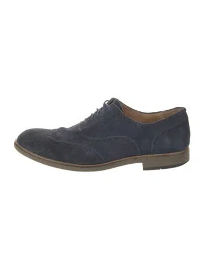 Pre-owned Saks Fifth Avenue Suede Brogues In Blue