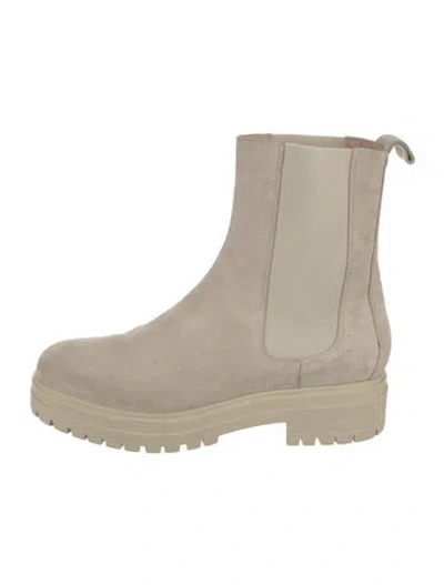 Pre-owned Saks Fifth Avenue Suede Chelsea Boots In Neutrals