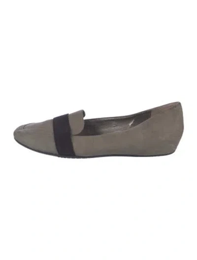 Pre-owned Saks Fifth Avenue Suede Colorblock Pattern Loafers In Gray