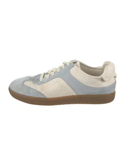 Pre-owned Saks Fifth Avenue Suede Colorblock Pattern Sneakers In Blue