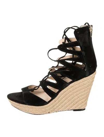 Pre-owned Saks Fifth Avenue Suede Espadrilles In Black
