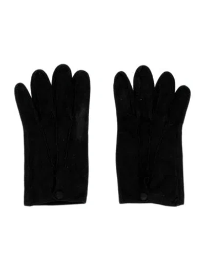 Pre-owned Saks Fifth Avenue Suede Gloves In Black