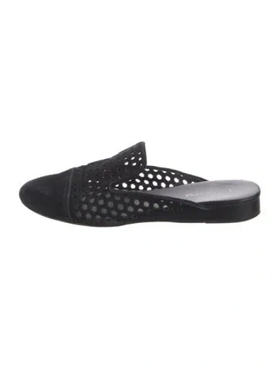 Pre-owned Saks Fifth Avenue Suede Lace Pattern Mules In Black