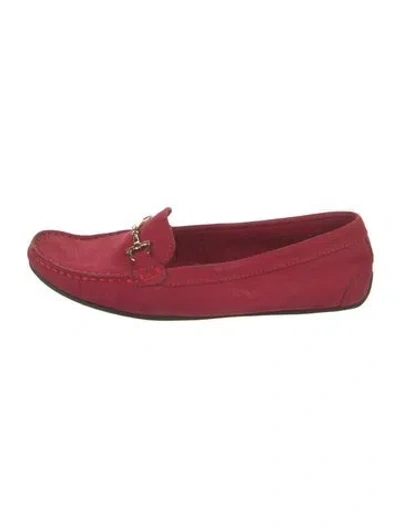 Pre-owned Saks Fifth Avenue Suede Loafers In Red