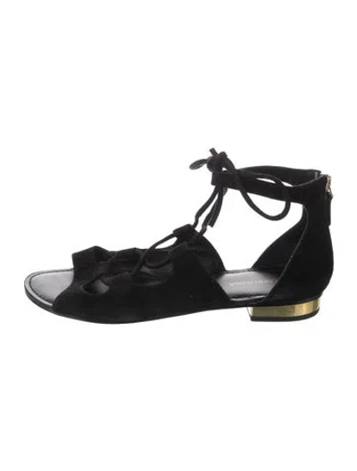 Pre-owned Saks Fifth Avenue Suede Sandals In Black