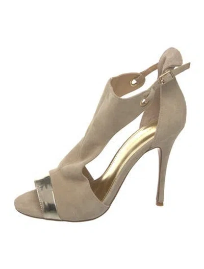 Pre-owned Saks Fifth Avenue Suede Sandals In Neutrals
