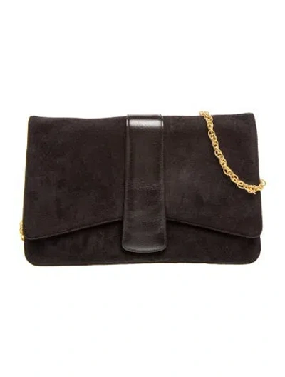 Pre-owned Saks Fifth Avenue Suede Shoulder Bag In Black