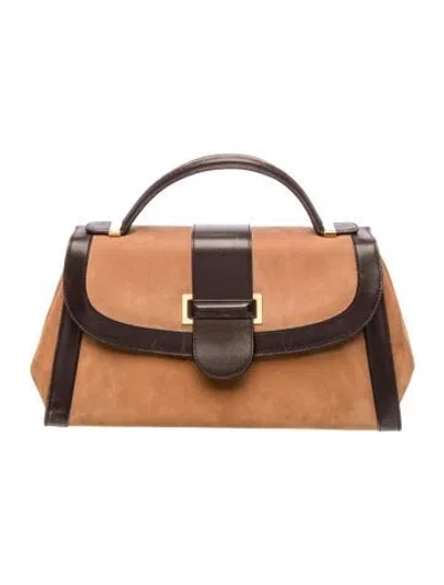 Pre-owned Saks Fifth Avenue Suede Top Handle Bag In Brown