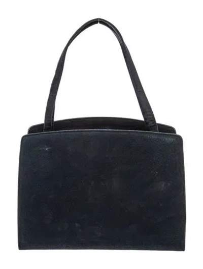 Pre-owned Saks Fifth Avenue Suede Top Handle Bag Medium In Blue