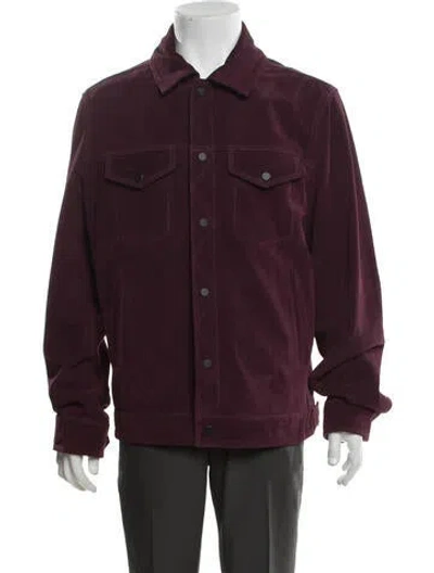 Pre-owned Saks Fifth Avenue Suede Utility Jacket In Purple