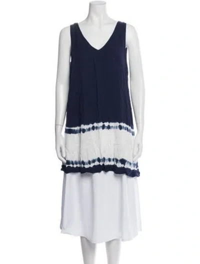 Pre-owned Saks Fifth Avenue Tie-dye Print Cover-up In Blue/white