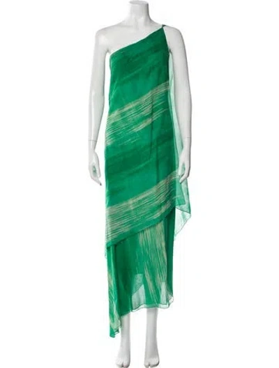 Pre-owned Saks Fifth Avenue Tie-dye Print Midi Length Dress In Green