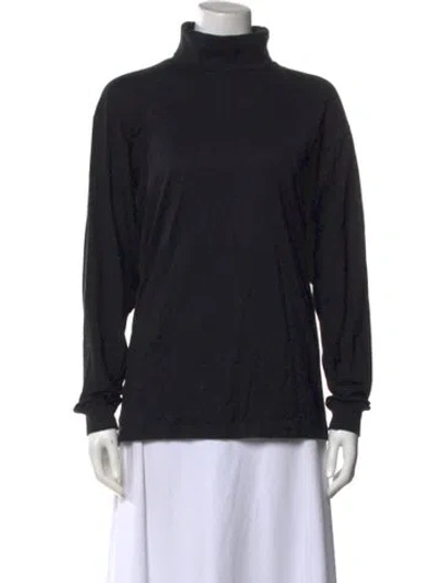 Pre-owned Saks Fifth Avenue Turtleneck Long Sleeve Top In Black