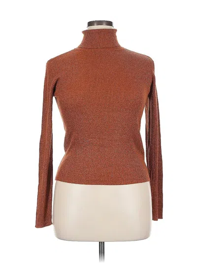 Pre-owned Saks Fifth Avenue Turtleneck Sweater In Brown