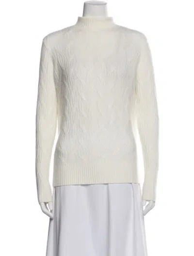 Pre-owned Saks Fifth Avenue Turtleneck Sweater In White