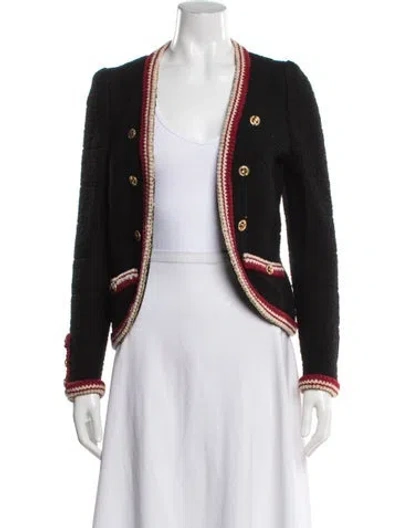Pre-owned Saks Fifth Avenue Tweed Pattern Jacket In Black