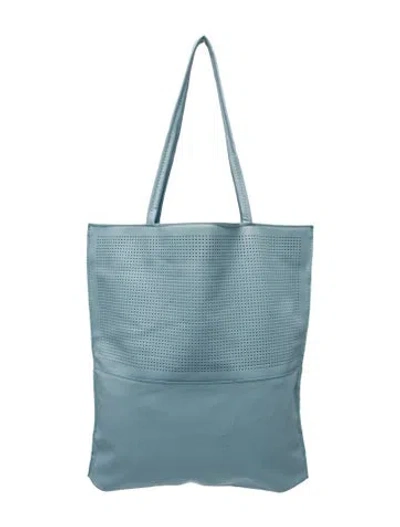 Pre-owned Saks Fifth Avenue Vegan Leather Tote In Blue