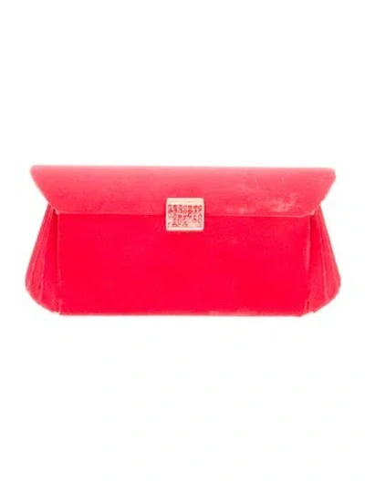 Pre-owned Saks Fifth Avenue Velvet Clutch In Red