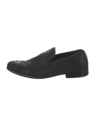 Pre-owned Saks Fifth Avenue Velvet Dress Loafers In Black