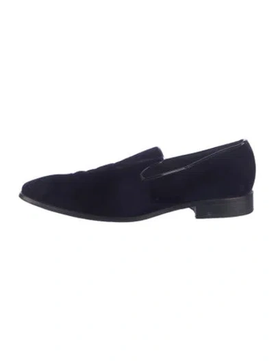 Pre-owned Saks Fifth Avenue Velvet Grosgrain Trim Slippers In Blue