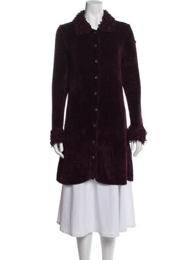 Pre-owned Saks Fifth Avenue Vintage Faux Fur Coat In Burgundy