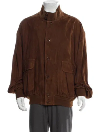 Pre-owned Saks Fifth Avenue Vintage Suede Utility Jacket In Brown